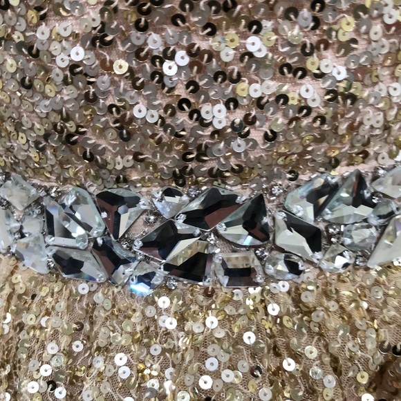 SOLD NWT Sherri Hill Dress Size 6 Nude Gold Sequin Rhinestone Mini Style 2787 - Picture 5 of 12